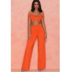 Oh Polly crop top and trouser pants in orange US 4